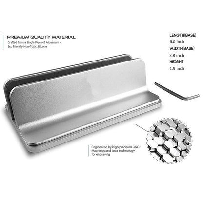 Vertical Laptop Stand Dock Desktop Aluminum Alloy Stand with Adjustable Width