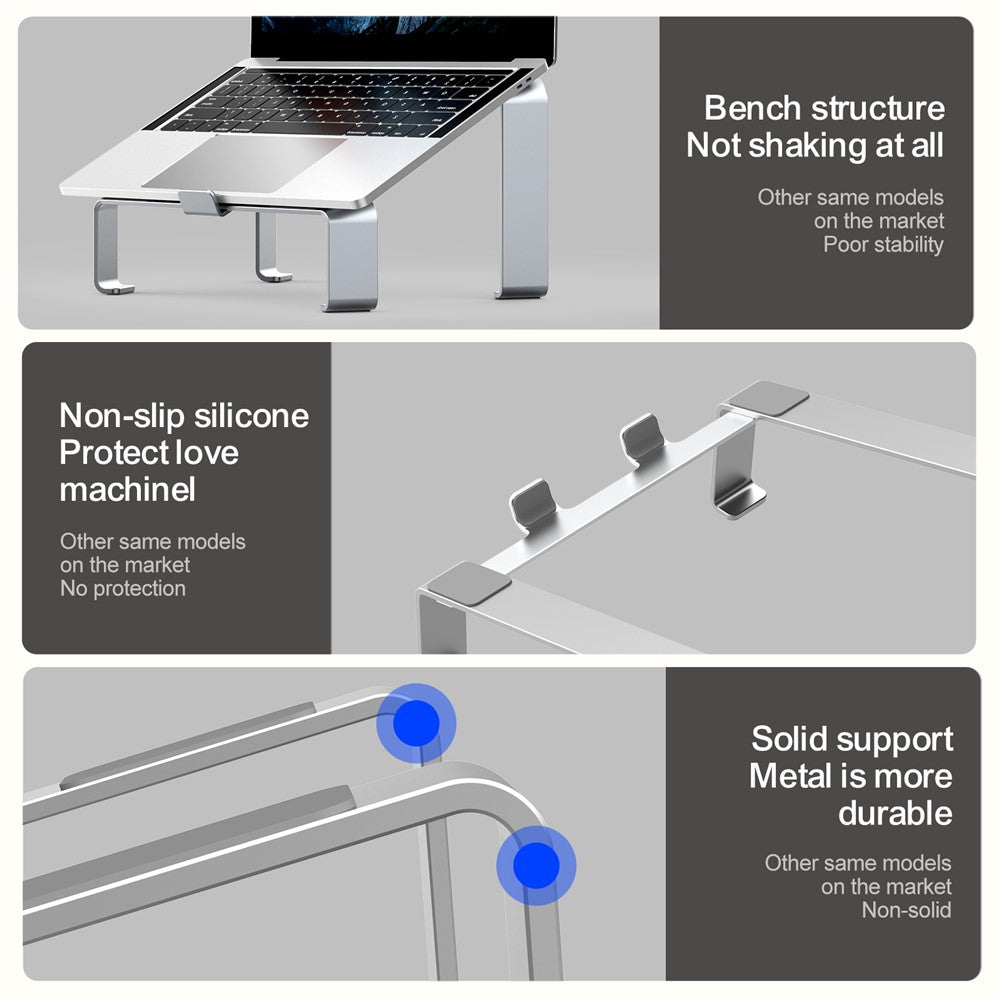 R-JUST Aluminum Alloy Notebook Bracket Raise Computer Desktop Laptop Heat Dissipation Anti-Skid Stand