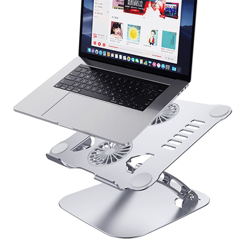 R-JUST HZ13 Aluminum Alloy Laptop Stand Mount Notebook Riser Bracket with Double Cooling Fan