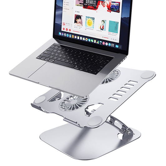R-JUST HZ13 Aluminum Alloy Laptop Stand Mount Notebook Riser Bracket with Double Cooling Fan