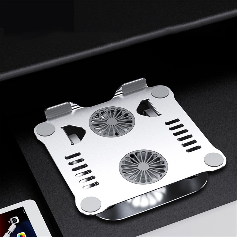 R-JUST HZ13 Aluminum Alloy Laptop Stand Mount Notebook Riser Bracket with Double Cooling Fan