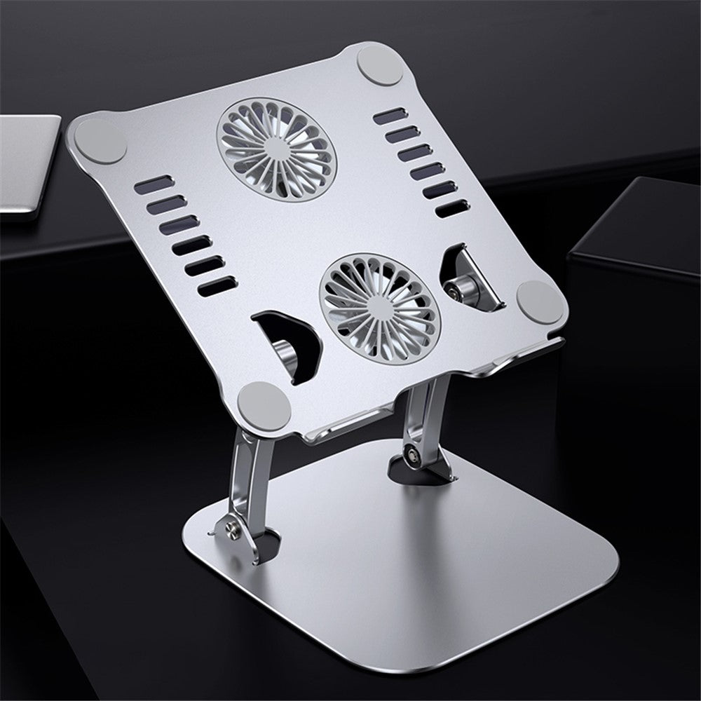 R-JUST HZ13 Aluminum Alloy Laptop Stand Mount Notebook Riser Bracket with Double Cooling Fan