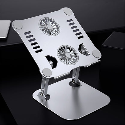R-JUST HZ13 Aluminum Alloy Laptop Stand Mount Notebook Riser Bracket with Double Cooling Fan