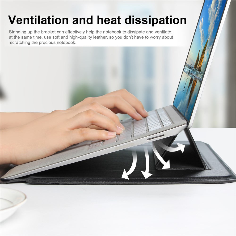 Stylish Waterproof PU Leather Notebook Sleeve Bag Laptop Horizontal Carrying Pouch for 15.4 inches Laptop