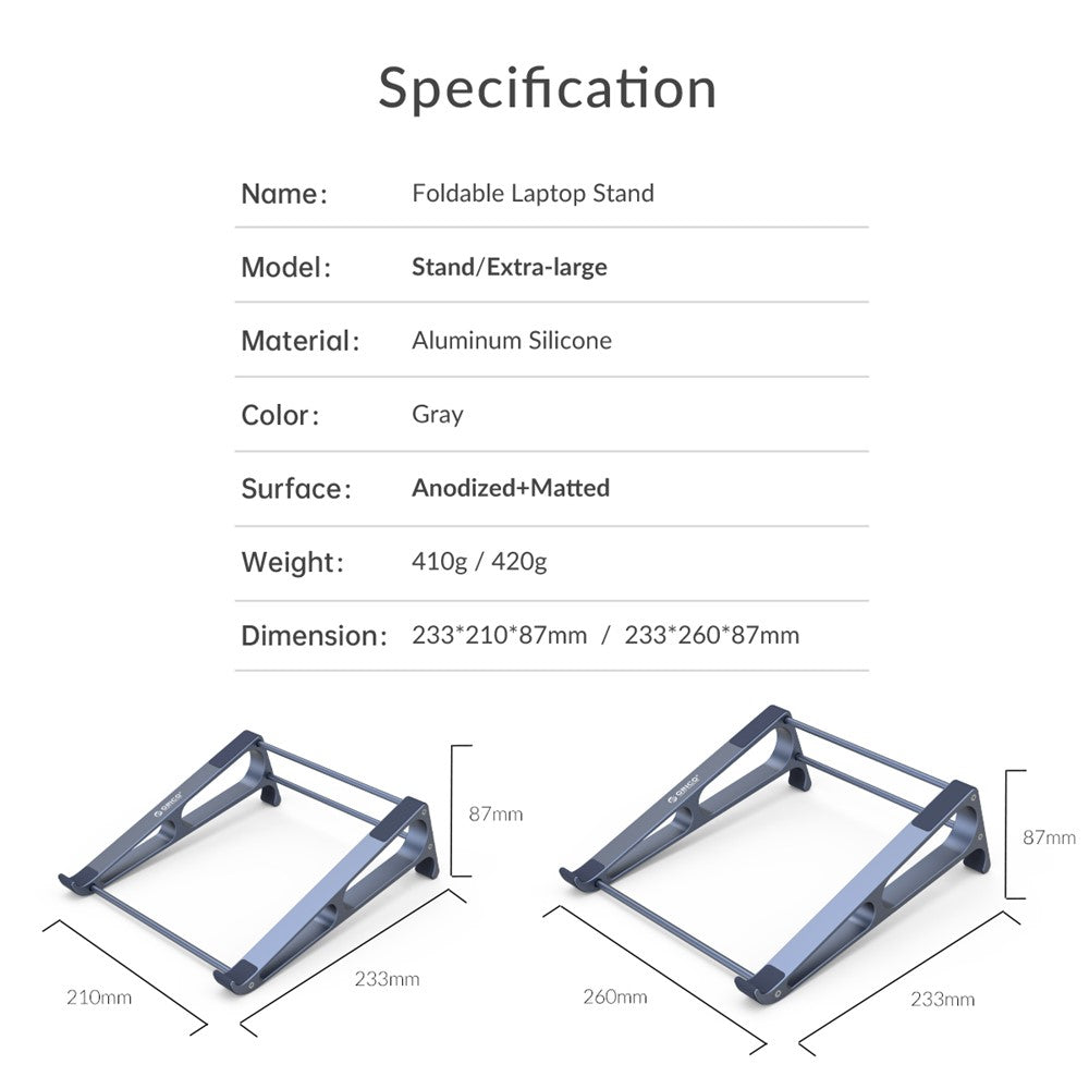 ORICO-MA15-GY-BPZ1 Desktop Notebook Stand Aluminum Laptop Riser Holder Bracket