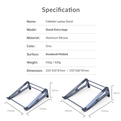 ORICO-MA13-GY-BP Ergonomics Desktop Notebook Holder Stand Aluminum Laptop Heighten Bracket
