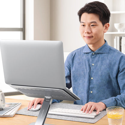 UGREEN 40291 Folding Aluminum Laptop Stand with Multi-Angle Adjustable Portable Desktop Tablet Holder for MacBook Air Pro Computers