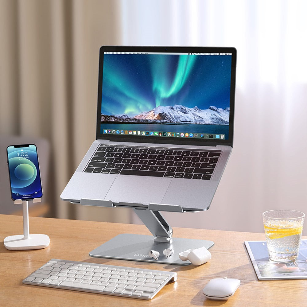 UGREEN 40291 Folding Aluminum Laptop Stand with Multi-Angle Adjustable Portable Desktop Tablet Holder for MacBook Air Pro Computers