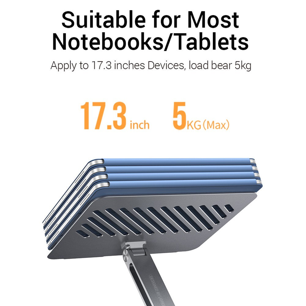 UGREEN 40291 Folding Aluminum Laptop Stand with Multi-Angle Adjustable Portable Desktop Tablet Holder for MacBook Air Pro Computers