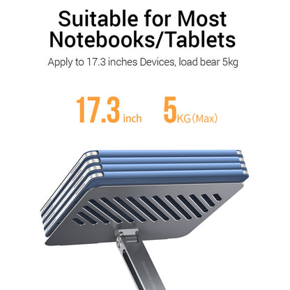 UGREEN 40291 Folding Aluminum Laptop Stand with Multi-Angle Adjustable Portable Desktop Tablet Holder for MacBook Air Pro Computers