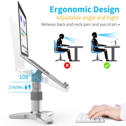 L2 Aluminum Laptop Stand Multi-Angle Adjustable Portable Desktop Tablet Holder with Heat Dissipation Hole for MacBook Air Pro/iPad