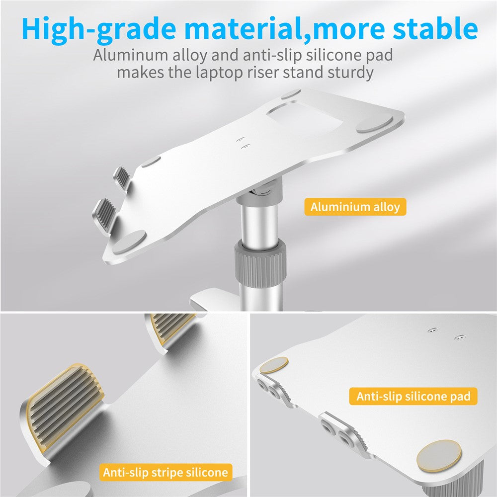 L2 Aluminum Laptop Stand Multi-Angle Adjustable Portable Desktop Tablet Holder with Heat Dissipation Hole for MacBook Air Pro/iPad