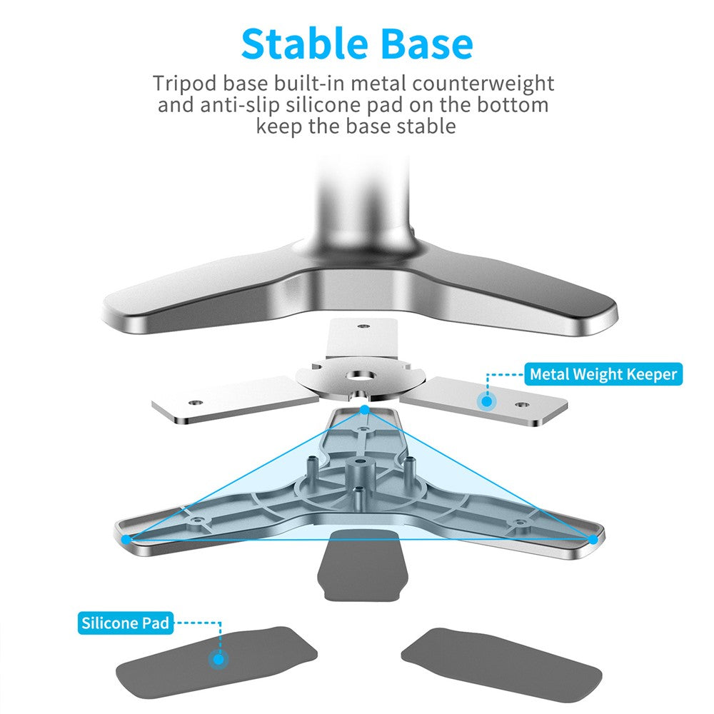 L2 Aluminum Laptop Stand Multi-Angle Adjustable Portable Desktop Tablet Holder with Heat Dissipation Hole for MacBook Air Pro/iPad
