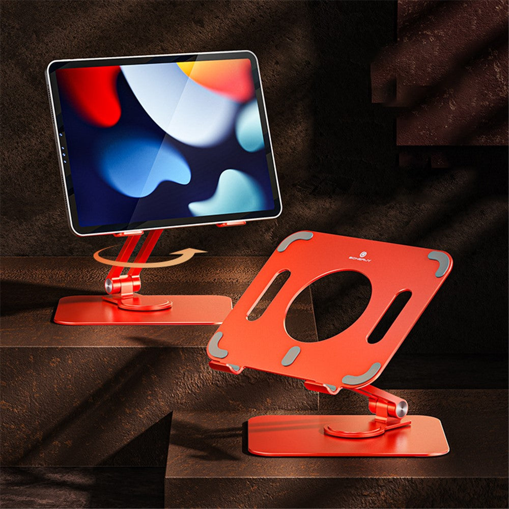 BONERUY L04mini 360 Degree Rotating Tablet Holder Hollow Heat Dissipation Aluminum Alloy Foldable Cradle for iPad