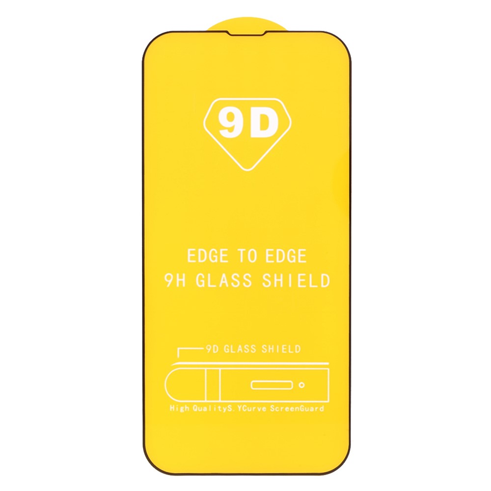 (Full Glue) 9D Full Screen Coverage Silk Print Tempered Glass Protective Film for iPhone 13 / 13 Pro / 14