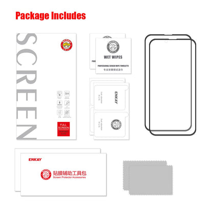 2Pcs / Set HAT PRINCE 9H Anti-Scratch Full Coverage Full Glue Clear Tempered Glass Screen Protector for iPhone 13 / 13 Pro / 14
