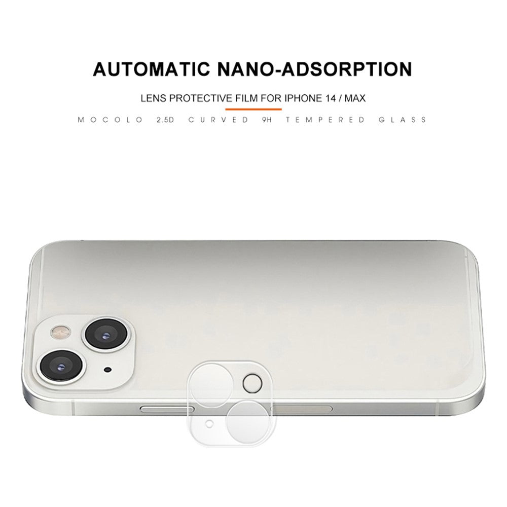 MOCOLO for iPhone 14 6.1 inch Silk Printing 9H Wear-resistant Waterproof Tempered Glass Back Camera Lens Protector