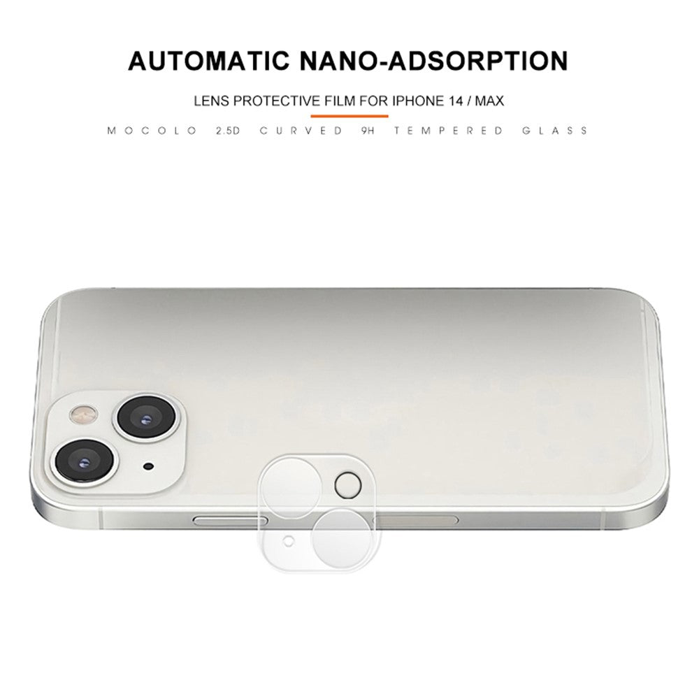 MOCOLO for iPhone 14 Plus 6.7 inch Anti-scratch Silk Printing 9H Explosion-proof Tempered Glass Back Camera Lens Protector