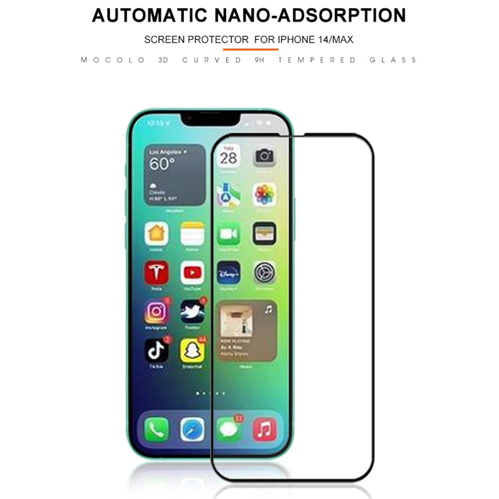MOCOLO for iPhone 14 Plus 6.7 inch No Bubble Anti-stains Full Coverage 3D Curved Edges Screen Protector HD Tempered Glass Film Full Glue