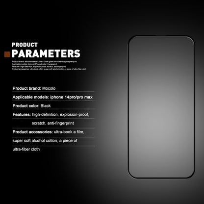 MOCOLO for iPhone 14 Pro Max 6.7 inch Full Screen Anti-fingerprint Anti-oil 3D Curved Edges Screen Protector HD Tempered Glass Film Full Glue