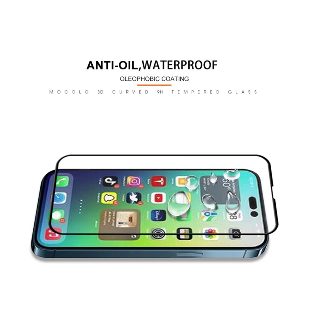MOCOLO for iPhone 14 Pro Max 6.7 inch Full Screen Anti-fingerprint Anti-oil 3D Curved Edges Screen Protector HD Tempered Glass Film Full Glue