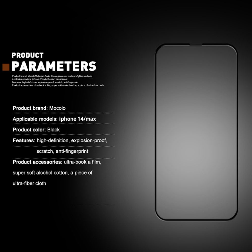 MOCOLO For iPhone 14 Plus 6.7 inch Silk Printing HD Full Glue Tempered Glass Secondary Strengthening Anti-scratch Full Screen Protector