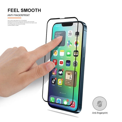 MOCOLO For iPhone 14 Plus 6.7 inch Silk Printing HD Full Glue Tempered Glass Secondary Strengthening Anti-scratch Full Screen Protector