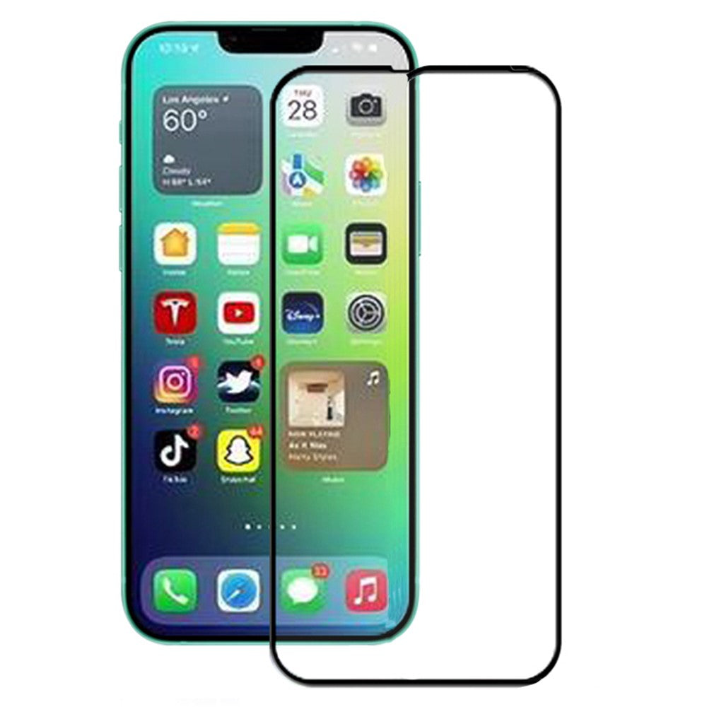 AMORUS For iPhone 14 Plus 6.7 inch Silk Printing Full Glue Tempered Glass Film, Secondary Strengthening Full Screen Protector
