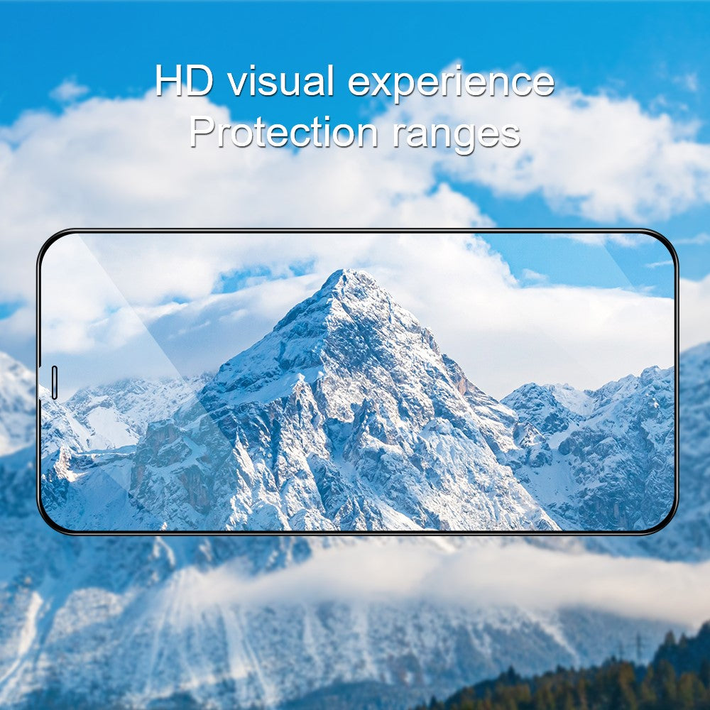 AMORUS For iPhone 14 Plus 6.7 inch Silk Printing Full Glue Tempered Glass Film, Secondary Strengthening Full Screen Protector