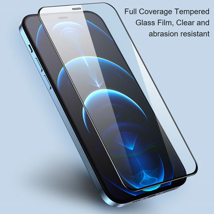AMORUS For iPhone 14 Plus 6.7 inch Silk Printing Full Glue Tempered Glass Film, Secondary Strengthening Full Screen Protector