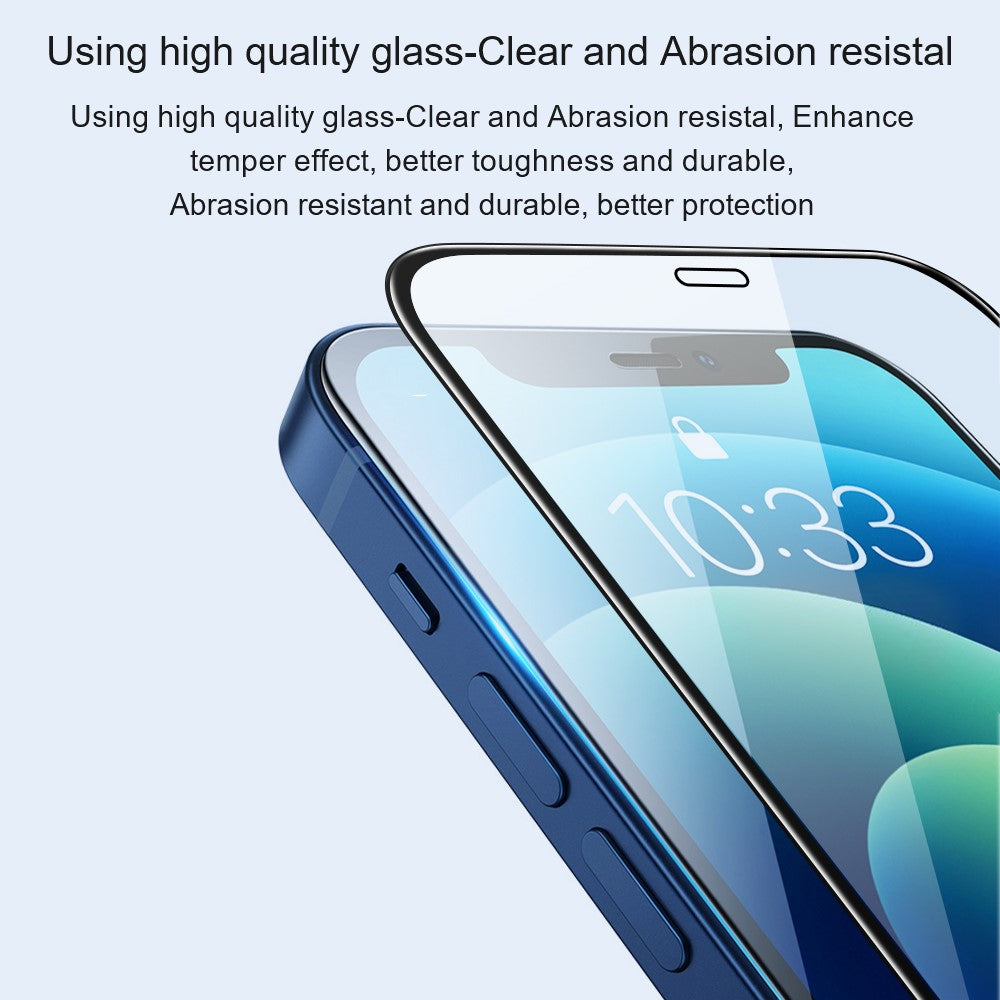 AMORUS For iPhone 14 Plus 6.7 inch Silk Printing Full Glue Tempered Glass Film, Secondary Strengthening Full Screen Protector