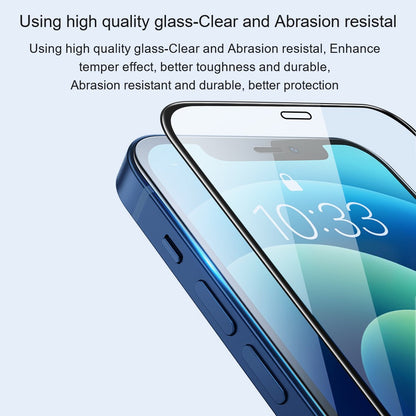 AMORUS For iPhone 14 Plus 6.7 inch Silk Printing Full Glue Tempered Glass Film, Secondary Strengthening Full Screen Protector
