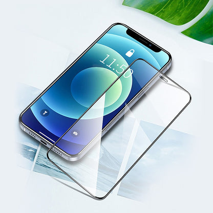 AMORUS For iPhone 14 Plus 6.7 inch Silk Printing Full Glue Tempered Glass Film, Secondary Strengthening Full Screen Protector