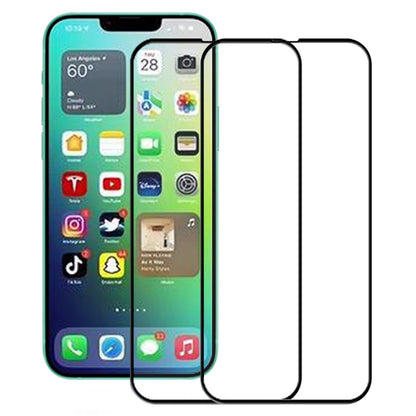 AMORUS 2Pcs / Pack for iPhone 14 Plus 6.7 inch Secondary Strengthening Silk Printing Tempered Glass Film, Full Glue Full Screen Protector
