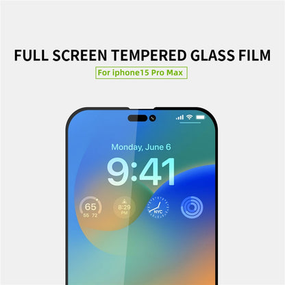 MOFI JK Tempered Glass Film Series-1 for iPhone 15 Pro Max Full Glue Screen Protector High Aluminum-silicon Glass Screen Film