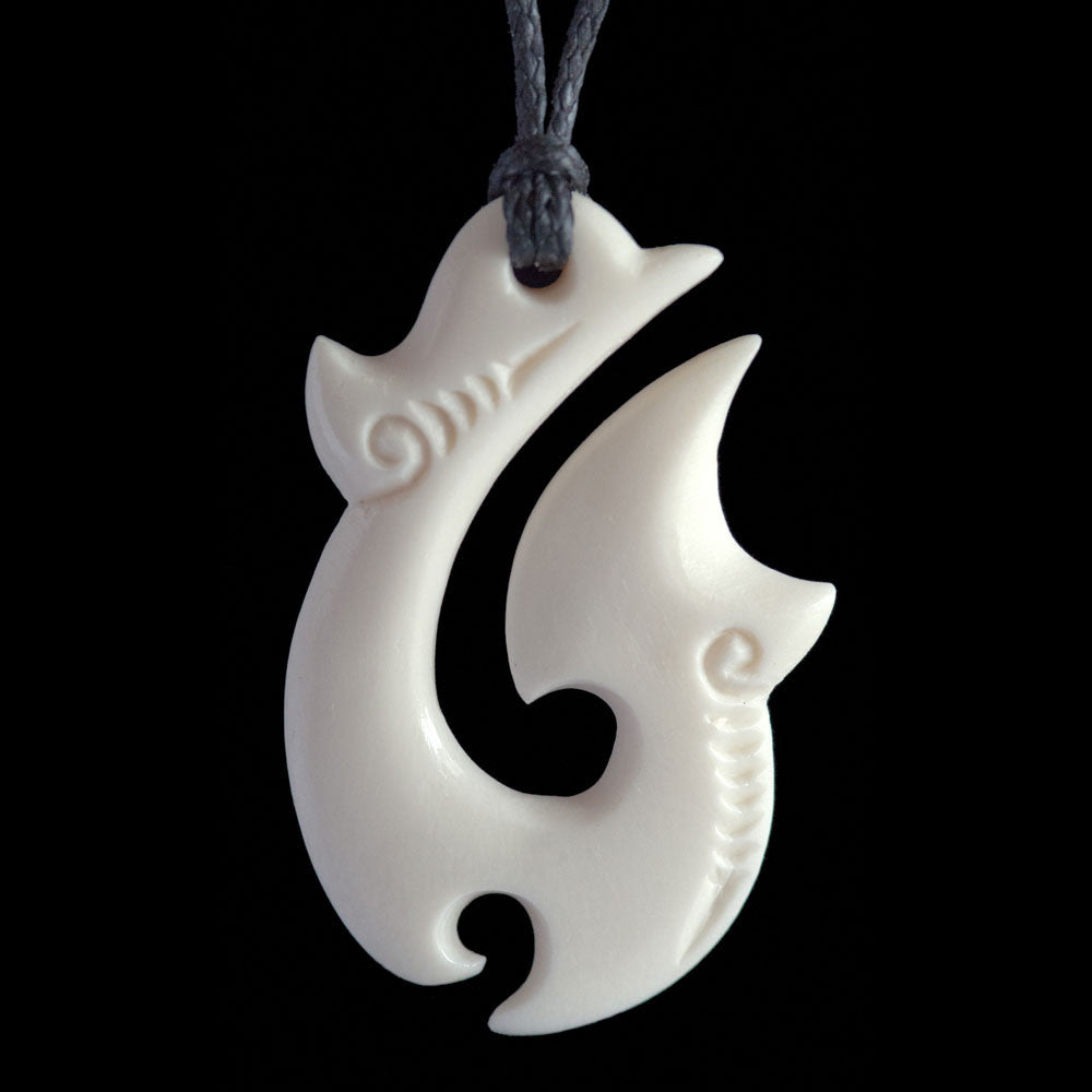 Engraved Matau, handcrafted bone pendant