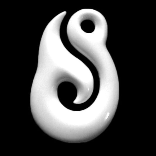 Matau with Koru, hand-crafted bone pendant