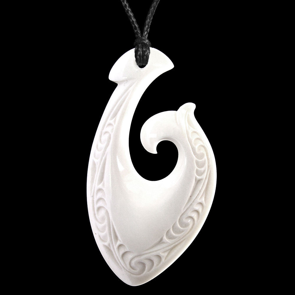 Engraved Matau, hand crafted bone pendant