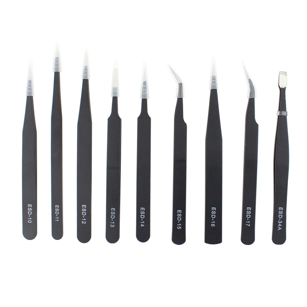 9-in-1 Professional Anti-static Tweezers Set
