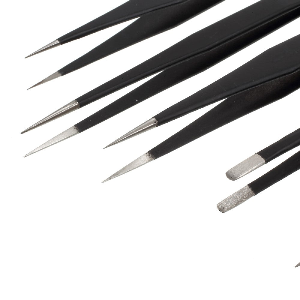VETUS 7-in-1 High Strength Precision Stainless Steel Professional Tweezers Set