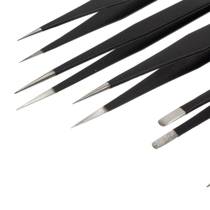 VETUS 7-in-1 High Strength Precision Stainless Steel Professional Tweezers Set