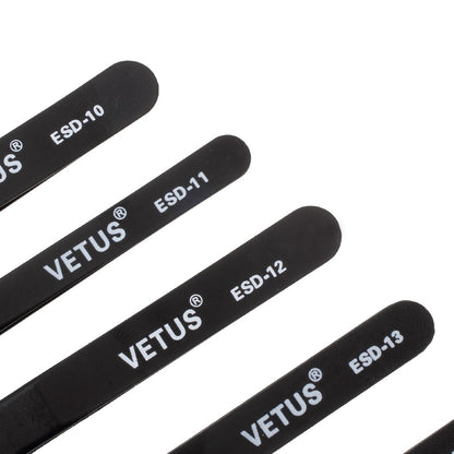 VETUS 7-in-1 High Strength Precision Stainless Steel Professional Tweezers Set