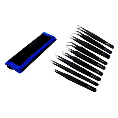 JF-8142 Portable Professional 9-in-1 Anti-static Tweezers Set Kit