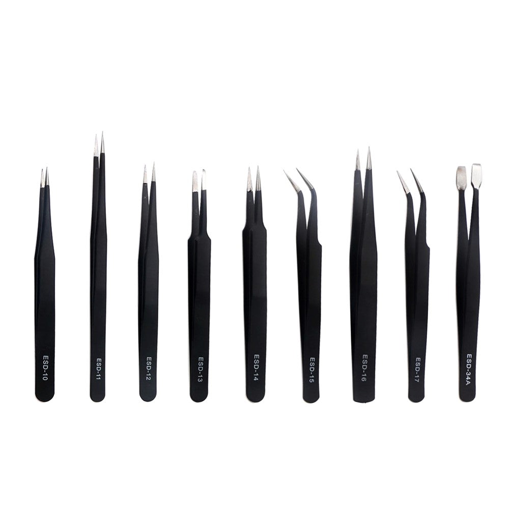 JF-8142 Portable Professional 9-in-1 Anti-static Tweezers Set Kit