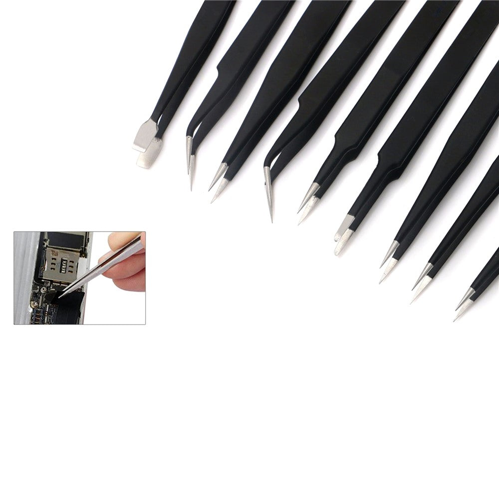 JF-8142 Portable Professional 9-in-1 Anti-static Tweezers Set Kit