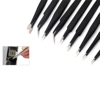 JF-8142 Portable Professional 9-in-1 Anti-static Tweezers Set Kit