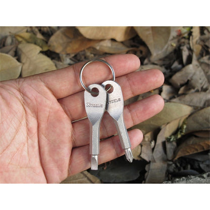 XTOOLS Key Style EDC Stainless Steel Slotted and Phillips 2 Screwdrivers Tool Set with Key Ring