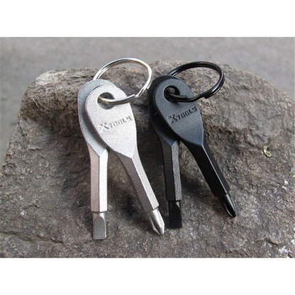 XTOOLS Key Style EDC Stainless Steel Slotted and Phillips 2 Screwdrivers Tool Set with Key Ring