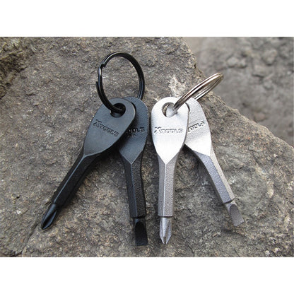 XTOOLS Key Style EDC Stainless Steel Slotted and Phillips 2 Screwdrivers Tool Set with Key Ring
