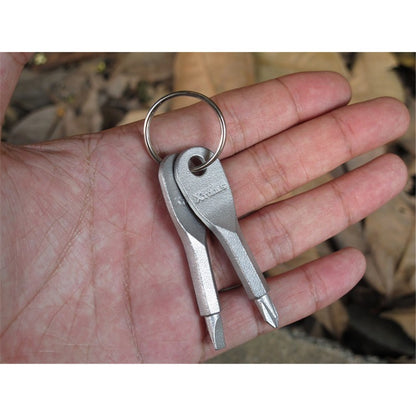 XTOOLS Key Style EDC Stainless Steel Slotted and Phillips 2 Screwdrivers Tool Set with Key Ring